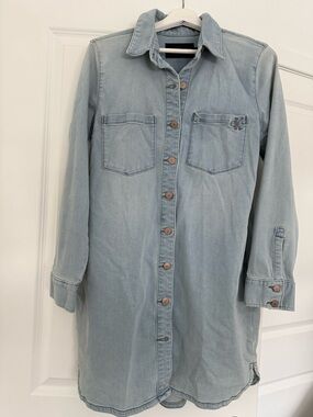 Calvin Klein Light Blue Denim Shirt Dress